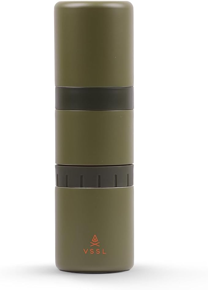 Nest Pour Over Coffee Kit | Coffee Maker for Camping | All-In-One Travel Pour Over | Transportable Dripper, Two 10oz Stainless Steel Travel Mugs | Compact Storage & Adventure Ready | Deep Moss