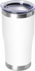 DOMICARE 20oz Tumbler with Lid Stainless Steel Tumblers Bulk, Double Wall Vacuum Insulated Coffee Travel Mug Powder Coated Tumbler, White