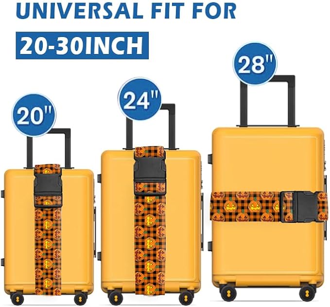 Luggage Straps for Suitcases Travel Belt Accessories, Cute Suitcase Strap, Adjustable Luggage Belt Strap, Heavy Duty with Quick-Release Buckle Luggage Strap Red Pumpkin