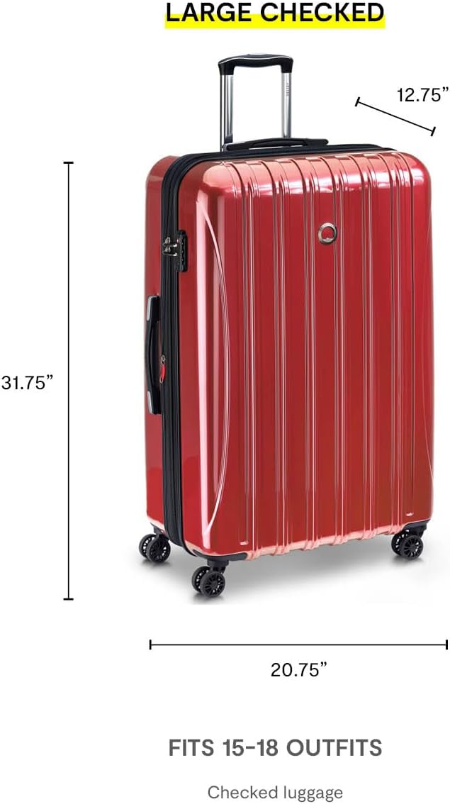 DELSEY PARIS Helium Aero Hardside Expandable Luggage with Spinner Wheels, Blue Cobalt, Checked-Large 28 Inch