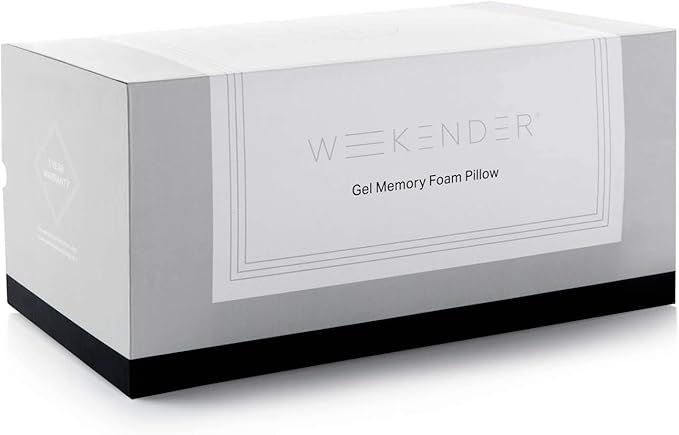 WEEKENDER Standard Gel Memory Foam Pillow Size-1-Pack-Medium Plush Feel-Neck and Shoulder Support-Side, Stomach, and Back Sleepers-Home, Hotel, & Hospital Essentials-CertiPur Certified, White