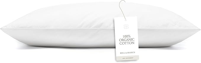 BOLL & BRANCH Down Alternative Pillow - Medium, King - Cooling Shell - Hypoallergenic Primaloft Luxury Down Alternative Fill - Superior Support