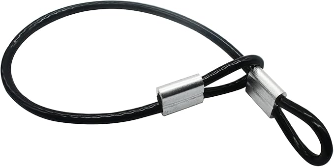5 Pcs 5mm Wire 24 inch Vinyl Coated Stainless Steel Cable with Loops Short Wire Rope Lanyard Lock Security Chain Link for Outdoor Gates, Black(5mm x24inch)