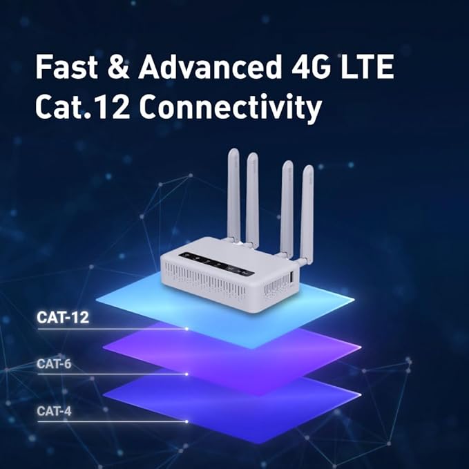 GL-X2000(Spitz Plus) Cellular Gateway 4G LTE Router for Home, RV, Road trips, Offices, CAT 12, Wifi 6 Router, Detachable Antennas, Dual-SIM, T-Mobile & AT&T IoT Certified, OpenVPN, WireGuard (NA Only)