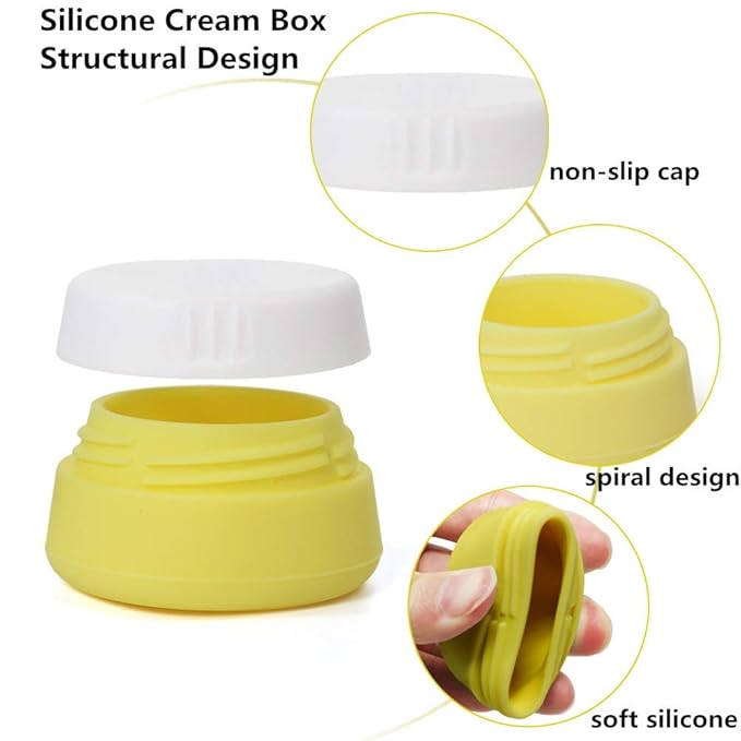Cosywell Travel Containers Sets Silicone & PP Cream Jars for Toiletries Empty Lotion Leak-proof & TSA Approved Bottles Accessories with Hard Sealed Lids for Cosmetic Makeup Face Cream (9 Jars)