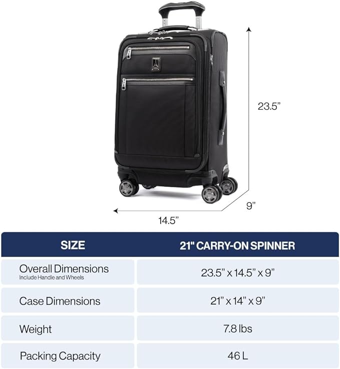 Travelpro Platinum Elite Softside Expandable Carry on Luggage, 8 Wheel Spinner Suitcase, USB Port, Suiter, Men and Women, Rich Espresso Brown, Carry On 21-Inch
