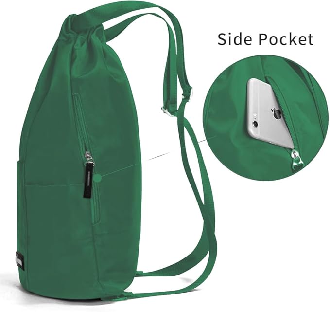 ZOORON Waterproof Drawstring Gym Backpack Bag for Men & Women, Sport Gym Sack Mini Travel Daypack