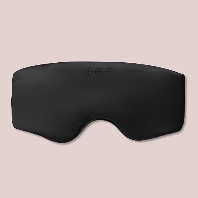 SilkSound 100% Mulberry Silk Bluetooth Sleep Mask for Side Sleepers, Sleeping Eyemask with Bluetooth Headphones, Eye Mask Headphones, Sleep Headphones for Side Sleepers, White Noise Head Phones