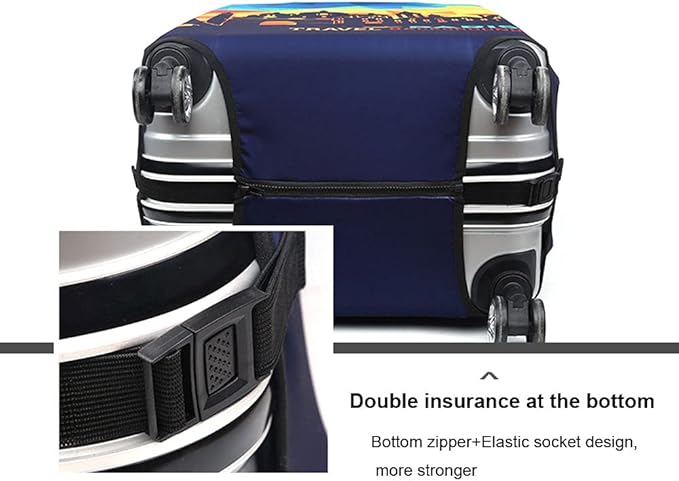 MosaiRudo Thicker Luggage Cover Elastic Suitcase Cover Protector Fits 18-32 Inch Suitcase Travel Accessories (World Map, L-)