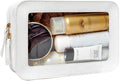Clear Makeup Bag Small, TSA Approved Portable Toiletry Bag with Zipper Cosmetic Travel Bag Makeup Organizer Case Mini Makeup Pouch for Purse Car Organizer Bag for Women Men