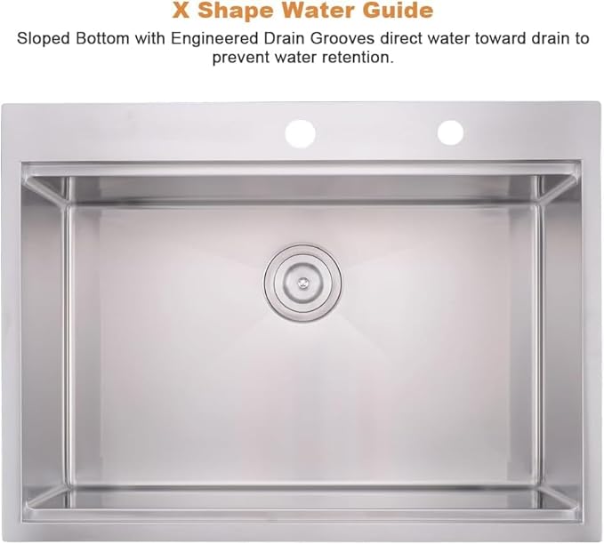 33x19 Drop In Kitchen Sink Workstation-Bokaiya Stainless Steel Kitchen Sinks Drop In 33 Inch Deep Workstation Top Mount 16 Gauge Single Bowl Drop In Sink Kitchen with Cutting Board