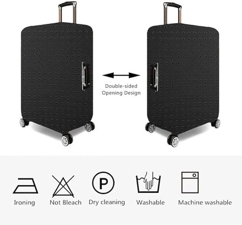 7-mi Water Resistant Print Trolley Case, Black, Size L: Fit 28-30 Inch Luggage