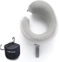 C CUSHION LAB Travel Pillow, Award-Winning Patented Ergonomic Design for Chin & Neck Support Memory Foam Neck Pillow, Compact Airplane Pillow for Traveling, Flight, Car (Gray, Medium)