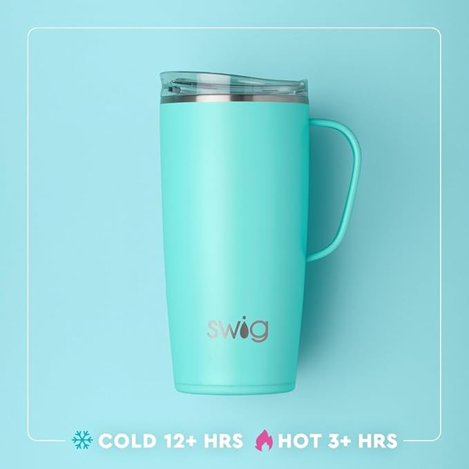 Swig Life 22oz Travel Mug, Insulated Tumbler with Handle and Lid, Travel Coffee Mug, Cup Holder Friendly, Stainless Steel 22 oz Tumbler, Reusable Insulated with Lid (New Jersey)