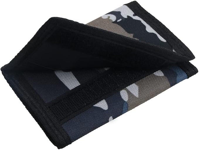 NEICY RFID Blocking Canvas Wallet for Men and Women - Camo Trifold Outdoor Sports Wallets with Magic Sticker for Teen Kids (Camo Grey)