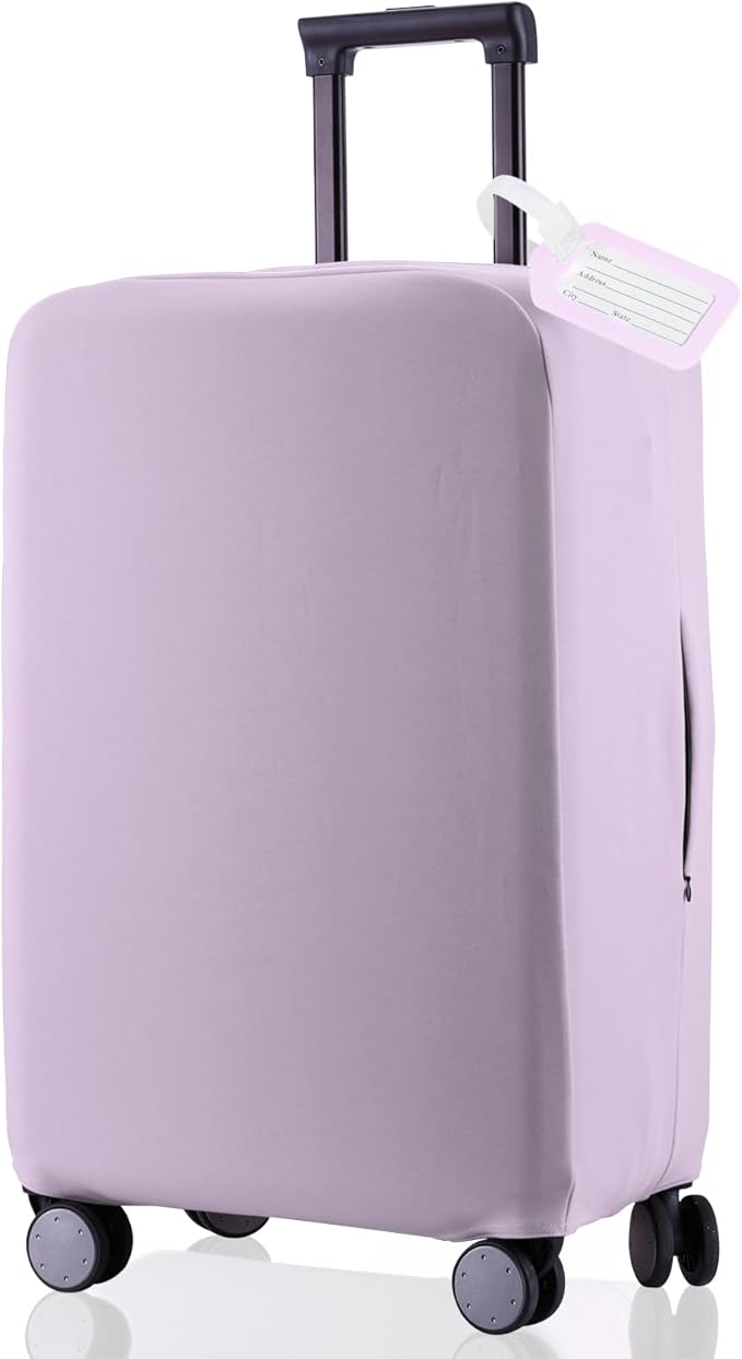 Travel Luggage Cover Suitcase Protector Scratch-Resistant Fit 19-31 Inch Suitcase, Not Included Suitcase (Lavender Purple, S(19-21 inch))