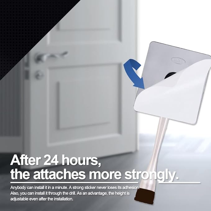 One-Touch Doorstop Adhesive Bracket (White, 6inch x 2pack)