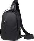 Waterproof Sling Bags Mens Shoulder Crossbody Backpack with USB Charging Port& Headphone,Outdoor Lightweight Bag
