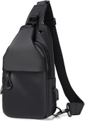 Waterproof Sling Bags Mens Shoulder Crossbody Backpack with USB Charging Port& Headphone,Outdoor Lightweight Bag