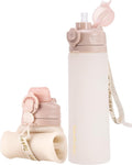 TakeToday Collapsible Water Bottles 20oz, Leak Proof, BPA-Free, Foldable Silicone Travel Water Bottle with Straw Strap for Cycling, Hiking, Outdoors