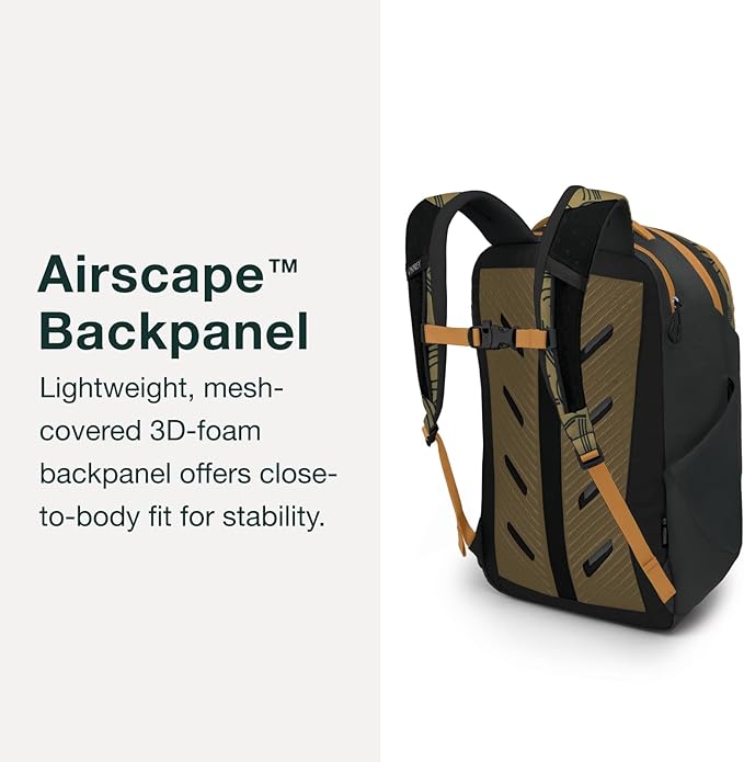 Osprey Proxima 30L Campus Laptop Backpack - Organized Everyday Pack with Tech Storage, Water Bottle Pockets, and Comfortable Carry - Perfect for School, Commute, and Travel, Kazuma Print/Toffee Orange