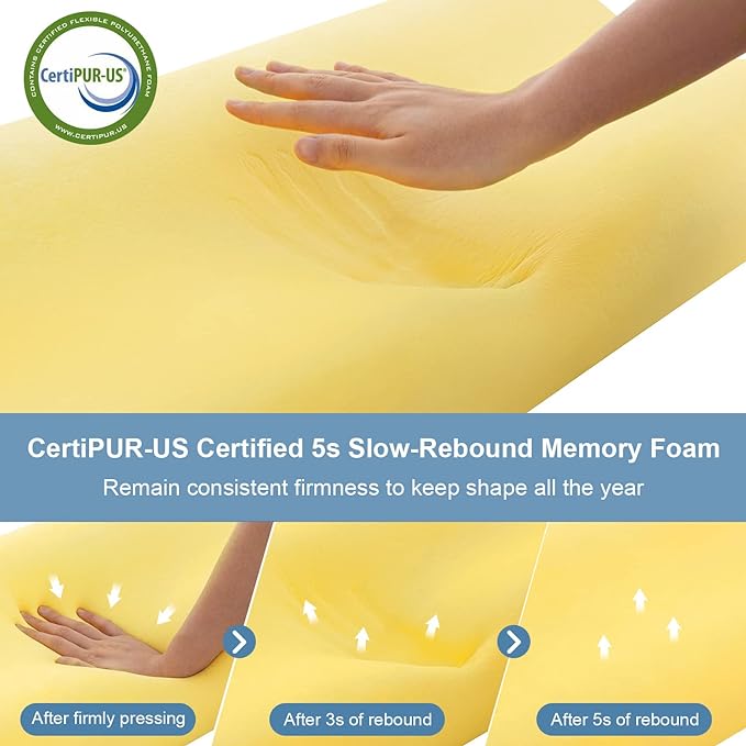 Anvo Memory Foam Pillow, Neck Contour Cervical Orthopedic Bed Pillow for Sleeping Side Back Stomach Sleeper, Ergonomic Design for Neck and Shoulder Pain Relief, Blue White, Firm