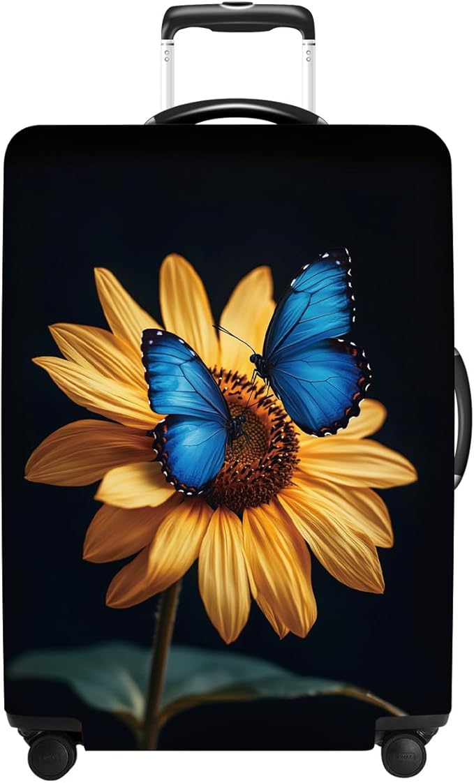 Luggage Cover Washable Suitcase Protector Anti-scratch Suitcase cover Fits 20-34 Inch Luggage (Sunflower, M(24-26inch suitcase))