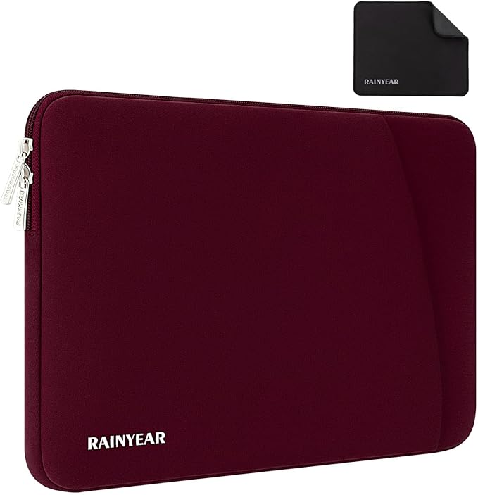 RAINYEAR Laptop Sleeve Case with Front Pocket, 15.6 Inch Protective Portable Case with Front Pocket, Briefcase Laptop Carrying Bag Cover Compatible for HP, Dell, Asus, Lenovo, Notebook, Red