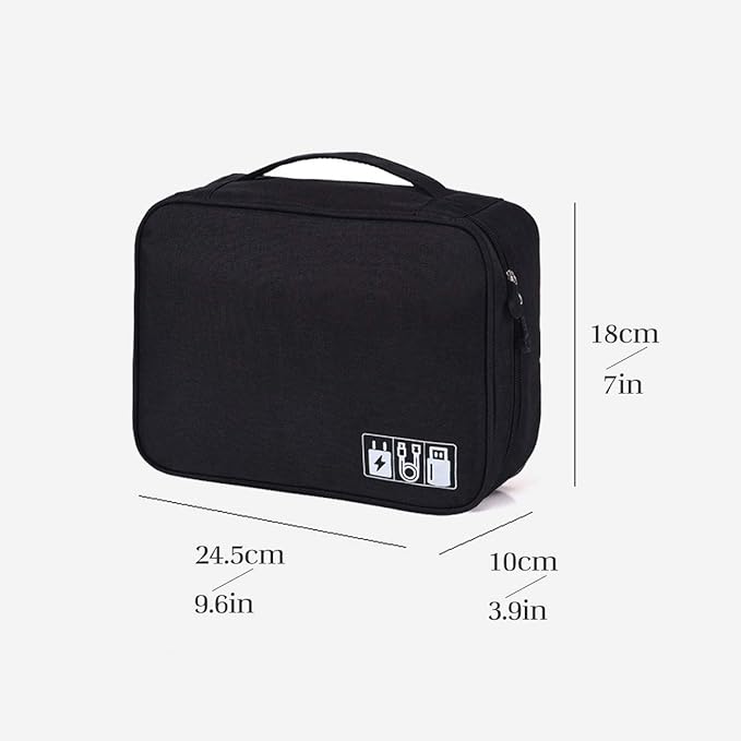 Electronics Organizer, OrgaWise Electronic Accessories Bag Travel Cable Organizer Three-Layer for iPad Mini, Kindle, Hard Drives, Cables, Chargers