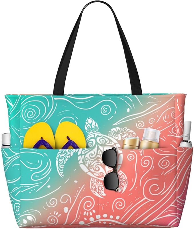 Beach Bag for Women Beach Tote Bag Waterproof Sandproof Large Bags with Zipper Big Capacity for Vacation Travel