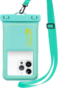 Marine IP68 Waterproof Phone Pouch, Floating Waterproof Phone Dry Bag Compatible with iPhone 16/15 Pro Max/ 14 Pro Max/ 13 Pro Max/ 12/ S24 Up to 7", Detachable Lanyard, 1 Pack- Green