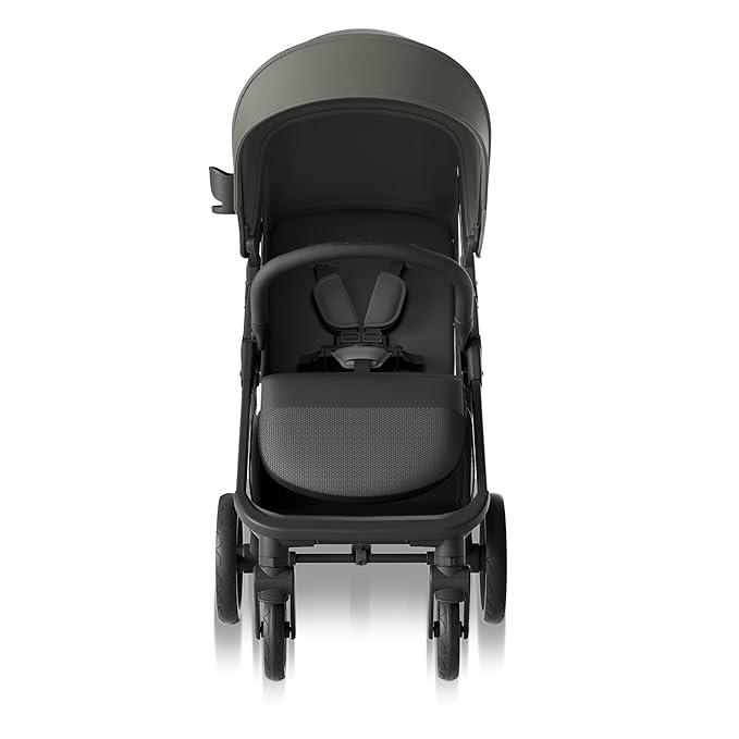 Mompush Nova Baby Stroller for Toddler, Infant & Newborn | Spacious Seat & Lie-Flat Mode | Compact One-Hand Fold, UPF 50+ Canopy & All-Wheel Suspension | Includes Rain Cover & Cup Holder, Green