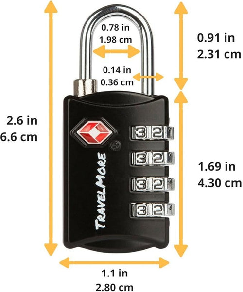 5 Pack TSA Luggage Locks with 4 Digit Combination – Heavy Duty Set Your Own Padlocks for Travel, Baggage, Suitcases & Backpacks - Black