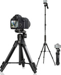 Camera Tripod 66.7 Inch, Patented 3-Way Rotating Portable Cameras Stand Professional Aluminum Travel Phone Camera Mount Monopod for Camera, Smartphone, Suitable for Various Live Vlogging