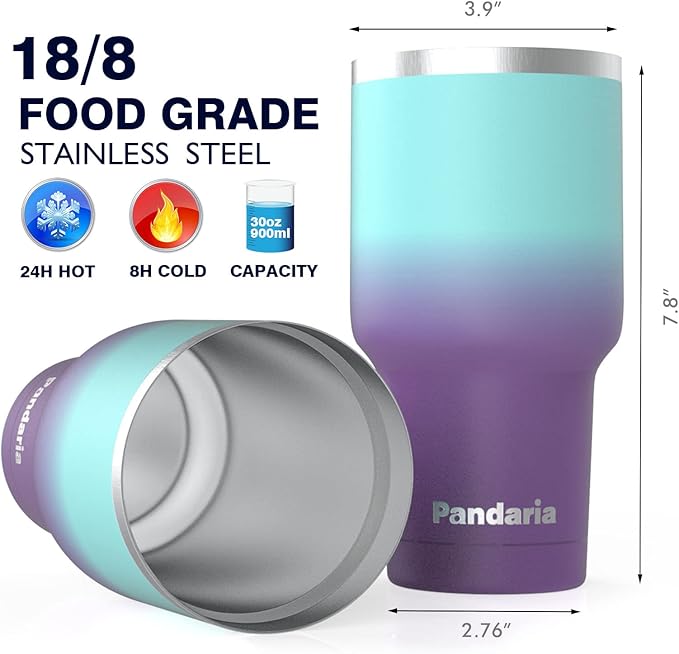 30 oz insulated tumbler with lid and straw, Reusable Spill Proof & Leak Proof Tumbler for Hot and Cold Beverages, Ideal for Iced coffee, Smoothies & Water (Sea)