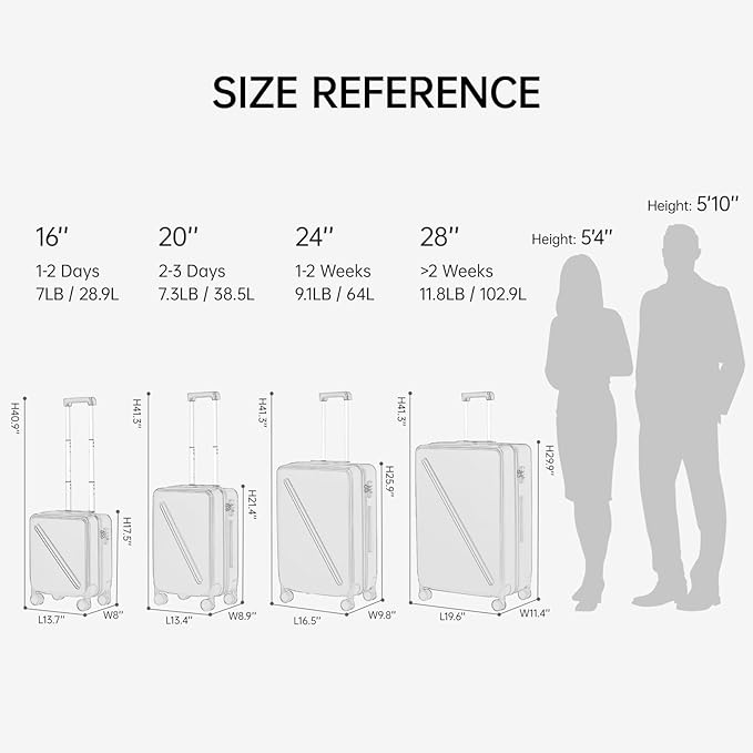 MILADA Carry On Luggage 22x14x9 Airline Approved With Wheels 20 inch Carry On Bag Hard Case Luggage TSA Approved Carry On Suitcase Rolling Luggage For Women Men, Grey