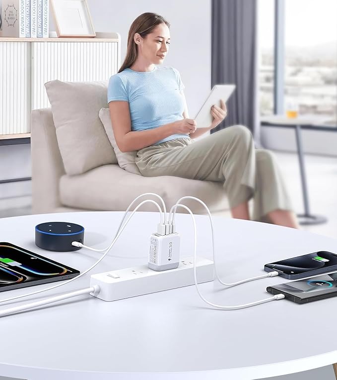 50W USB C Wall Charger Block, 2Pack 5-Port C Charger Fast Charging Block PD Power Adapter+QC 3.0 Multiport Type C Box Brick Cube USB A Wall Plug for iPhone 16/15/14 Pro Max Plus, iPad,Galaxy S24/S23