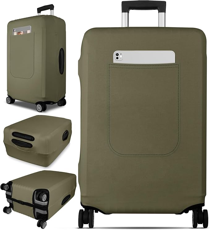Slohif Luggage Cover for Suitcase Tsa Approved Protector - Luggage Sleeve Suit Case Cover Travel Stretch Large Baggage Case Protective Washable Fit 29-30 Inch Green