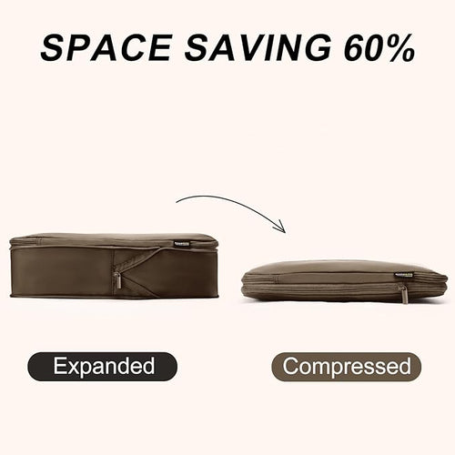 6 Set Compression Packing Cubes for Travel Essentials, Luggage Organizers for Suitcases (Charcoal Gray)