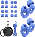 2 Pairs of Earplugs for Sleeping,Reusable Hearing Protection Earplugs with 8 Pairs Ear Tips & One Connector Cord,Soft Earplugs for Noise Reduction,Concert,Musician & Work - 25dB-30dB, Blue