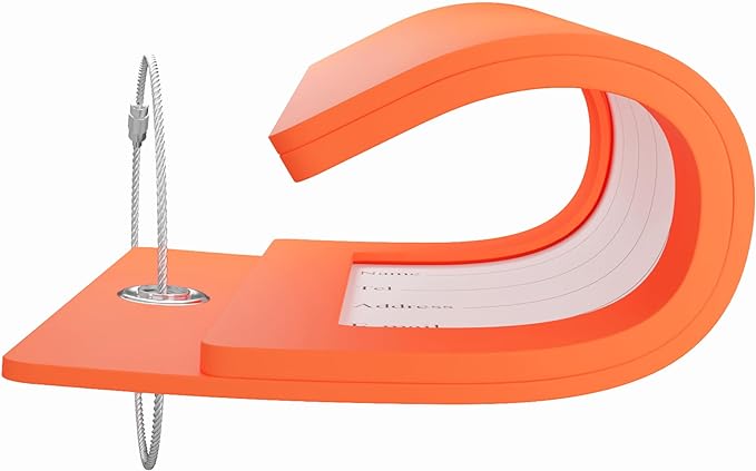 Gostwo 2 Pack Luggage Tags for Suitcases, 26 Initial Letter Travel Luggage Baggage Identification Labels ID Tag Fully Bendable Tags with Stainless Steel Loop (Orange) (Letter W)