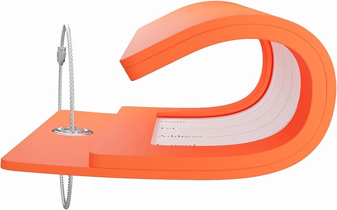 Gostwo 2 Pack Luggage Tags for Suitcases, 26 Initial Letter Travel Luggage Baggage Identification Labels ID Tag Fully Bendable Tags with Stainless Steel Loop (Orange) (Letter P)