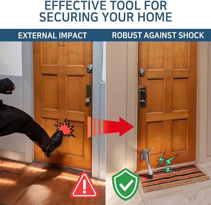 Door Stopper with Adhesive Bracket Stickers, No Drilling or Tools Needed, Available for All Doors, Door Holder, Heavy Door Stop, KickDown Door Stoppers, Bottom of Door by HASHI (Black/Bracket 4pack)