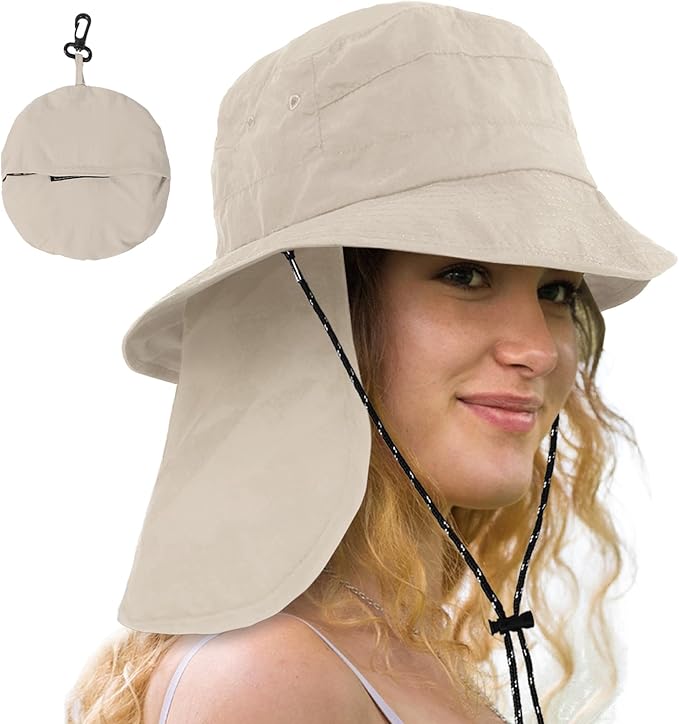 Water-Resistant Sun UPF 50+ Bucket Hat Protection Packable Brimmed Boonie for Women Men Summer Lightweight Hiking Outdoor Cap