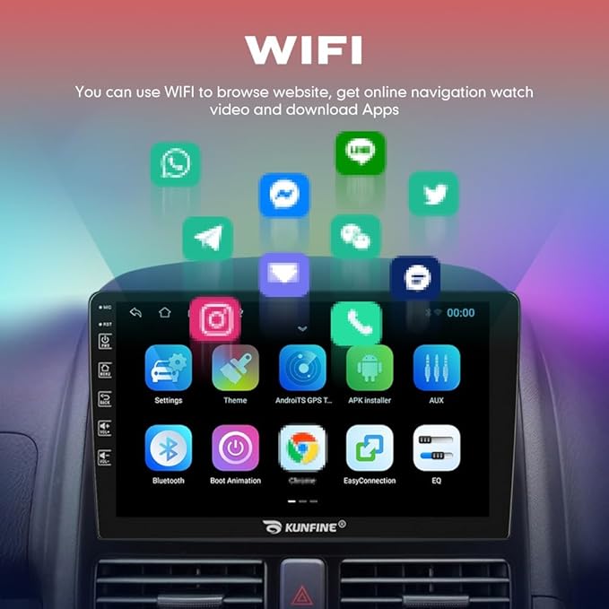 Kunfine Car CarPlay Android Auto Navigation Stereo GPS Radio Reverse Camera Display 9" IPS Touchscreen Headunit Tablet Pad Media Player for Subaru Forester 2007-2013, if Applicable Quad Core 4G+64G