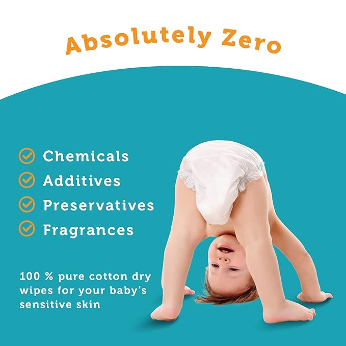 100% Pure Cotton Dry Wipes | 600 Count | Use Wet or Dry | Soft & Sensitive | Hypoallergenic | Extra Strong & Absorbent | Perfect for Diaper Changes, Runny Noses, Drool, Meal Time & Nursing