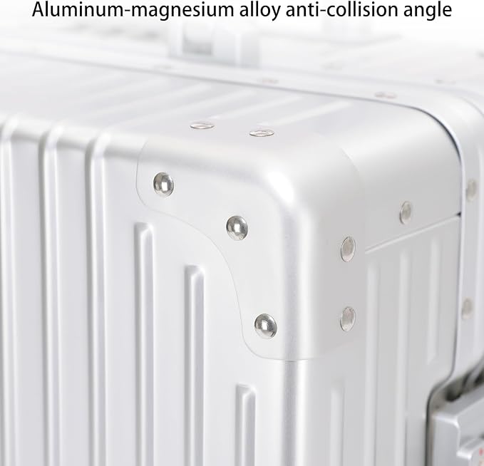 Metal All Aluminum Carry-on Luggage TSA Customs Lock Zipperless Silent Rotary Wheel Business Suitcase Aluminum Frame Set (black, 26 '')