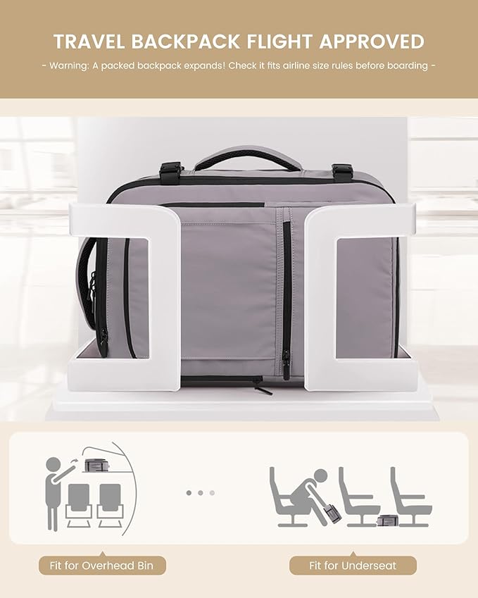 LOVEVOOK Travel Backpack for Women & Men, 60L Large Carry On Backpack Airline Approved, TSA Personal Item Weekender Bag, Water Resistant Laptop Backpacks with 3 Packing Cubes for Travel Essentials