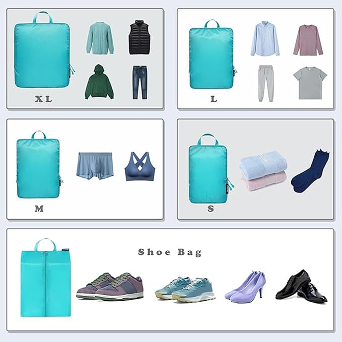 BAGAIL 6 Set Ultralight Compression Packing Cubes Packing Organizer for Travel Accessories Luggage Suitcase Backpack