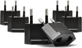 Ceptics USA, Canada to European Plug Adapter - Type C Adapter compatible in Europe, Canada to European travel plug adapter Ideal for Phones, Camera & more - CE Certified - RoHS Compliant - 6 Pack